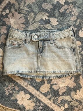 Hollister Faded Light Blue Denim Mini Skirt